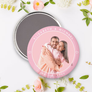 Moderne Minimalistische Couple Foto Rosa Gastgesch Magnet
