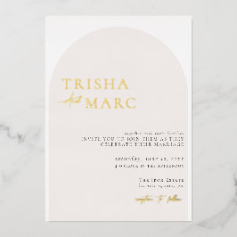 Moderne Minimalistische Cremehe Folieneinladung