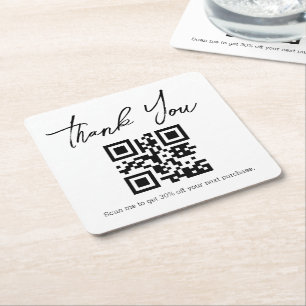 moderne minimalistische Danke Geschäft QR-Code Rechteckiger Pappuntersetzer