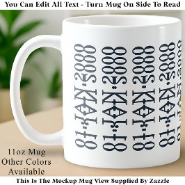 Moderne minimalistische Datum-Versteckte Nachricht Kaffeetasse