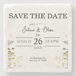 Moderne Minimalistische Design Save-The-Date-Karte Steinuntersetzer