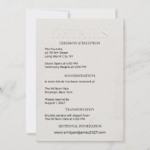 Moderne Minimalistische DETAILS Beilage Hochzeit