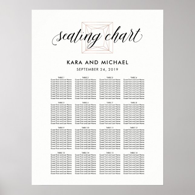 Moderne Minimalistische Diamant-Hochzeitskarte Poster (Vorne)