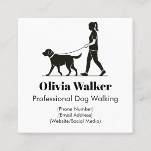 Moderne Minimalistische Dog Walker Business Card Quadratische Visitenkarte