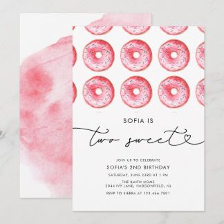 Moderne Minimalistische Donut Two Sweet Birthday Einladung