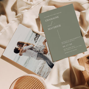 Moderne Minimalistische Dream Script Sage Green We Einladung