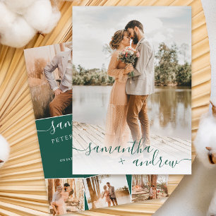 Moderne, minimalistische Drehbücher Fotos Hochzeit Einladung