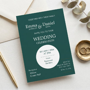 Moderne minimalistische dunkelgrüne Hochzeitseinla Einladung