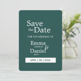 Moderne minimalistische dunkelgrüne Save-the-Date- Save The Date
