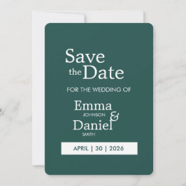 Moderne minimalistische dunkelgrüne Save-the-Date- Save The Date