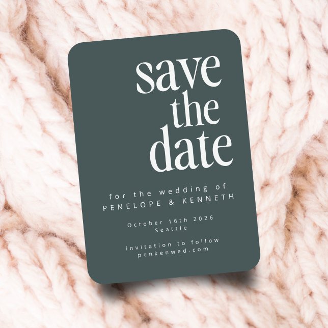 Moderne Minimalistische, dunkle Aquamarine Winterh Save The Date (Von Creator hochgeladen)