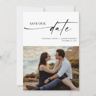 Moderne minimalistische dünne Schrift Hochzeitsfot Save The Date