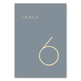 Moderne Minimalistische Dusty Blue und Gold Tischn Tischnummer