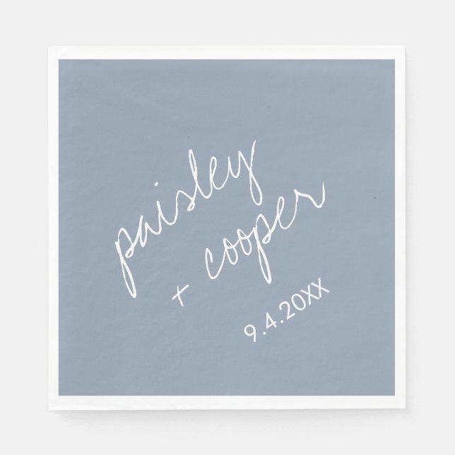 Moderne Minimalistische Dusty Blue Wedding Napkins Serviette (Vorderseite)