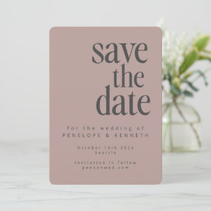 Moderne Minimalistische Dusty Mauve Simple Bold We Save The Date