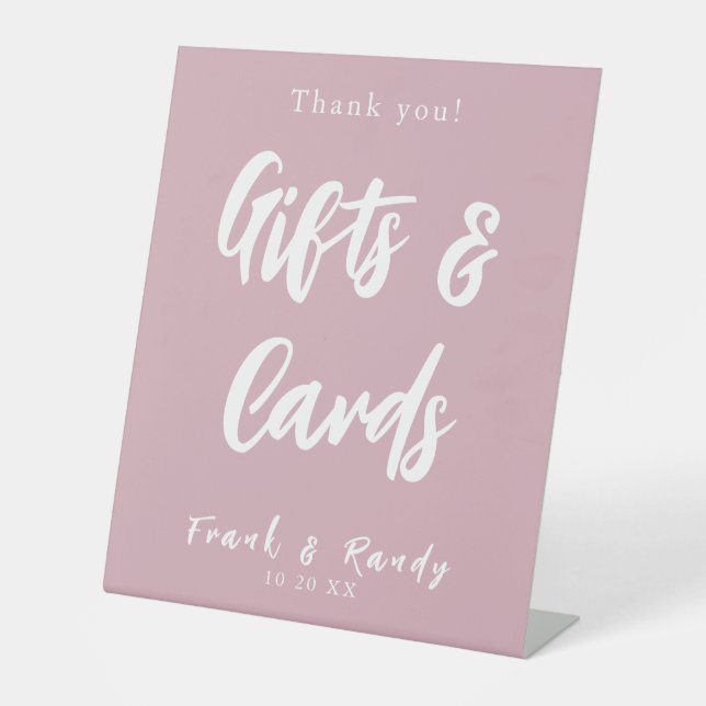 Moderne Minimalistische Dusty-Rose-Geschenke Karte Sockelschild (Vorderseite)
