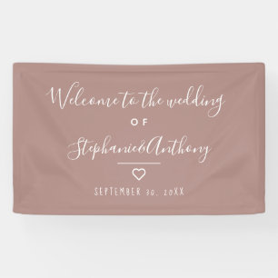 Moderne Minimalistische Dusty Rose Herzenshochzeit Banner
