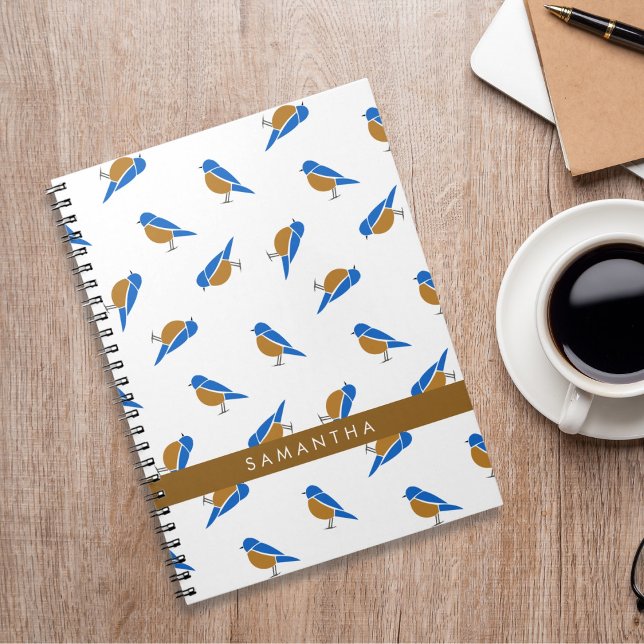 Moderne Minimalistische Eastern-Bluebird-Muster Notizblock (Von Creator hochgeladen)
