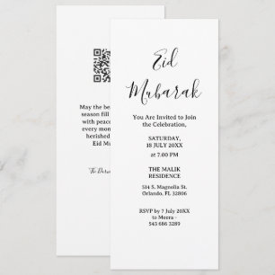 Moderne Minimalistische Eid Mubarak Einladung   QR