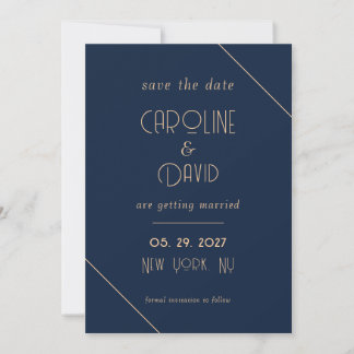Moderne minimalistische einfache dunkle Navy-Blau- Save The Date