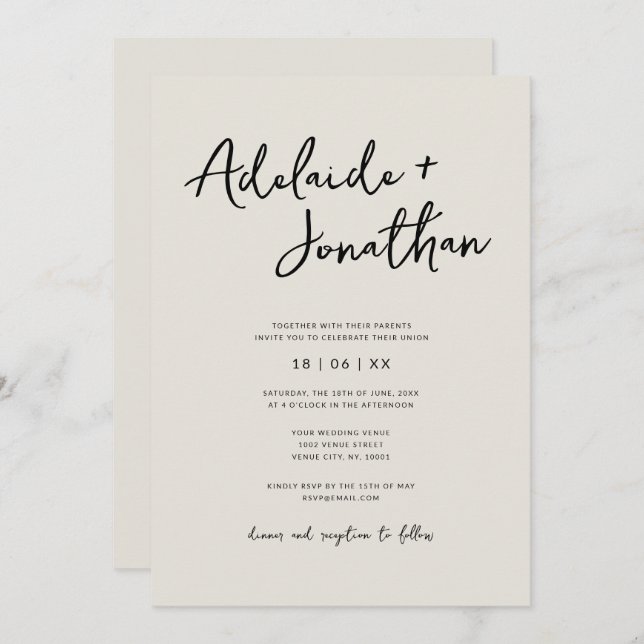 Moderne Minimalistische Einfache Einladungen für H (Vorne/Hinten)