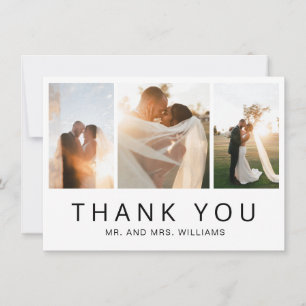 Moderne Minimalistische Einfache Foto Collage Wedd Dankeskarte