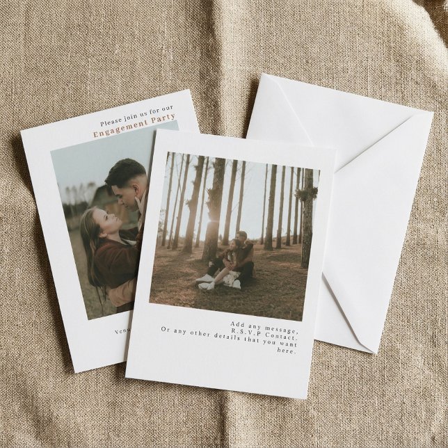 Moderne Minimalistische Einfache Hochzeit mit dopp Einladung (Modern Minimalist Simple double Photo Wedding Invitation.)