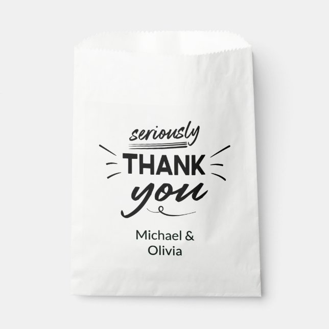 Moderne Minimalistische Einfache Hochzeits-Dankesc Geschenktütchen (Vorderseite)