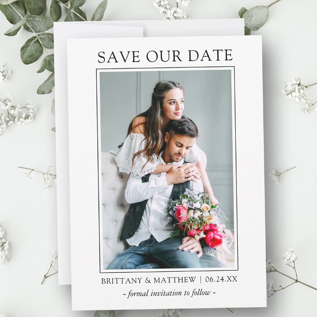 Moderne Minimalistische Einfache Rett unserer Datu Save The Date (Customize to change text size, style or to add more text & photos to back of card.)