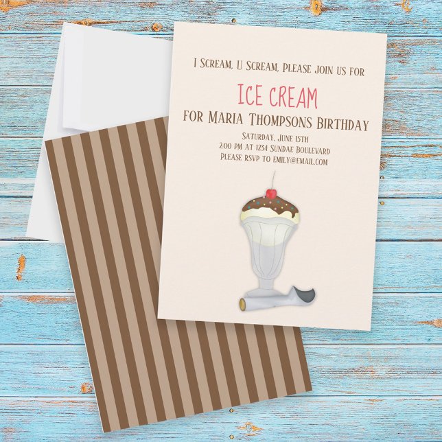 Moderne Minimalistische Eiscreme Geburtstag Wasser Einladung (Von Creator hochgeladen)