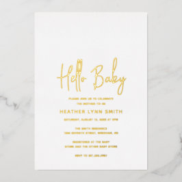 Moderne Minimalistische Elegant Hello Baby Shower  Folieneinladung
