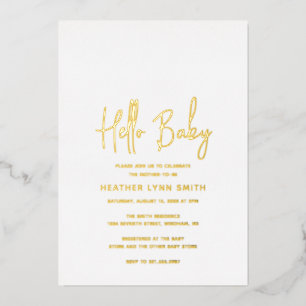 Moderne Minimalistische Elegant Hello Baby Shower  Folieneinladung