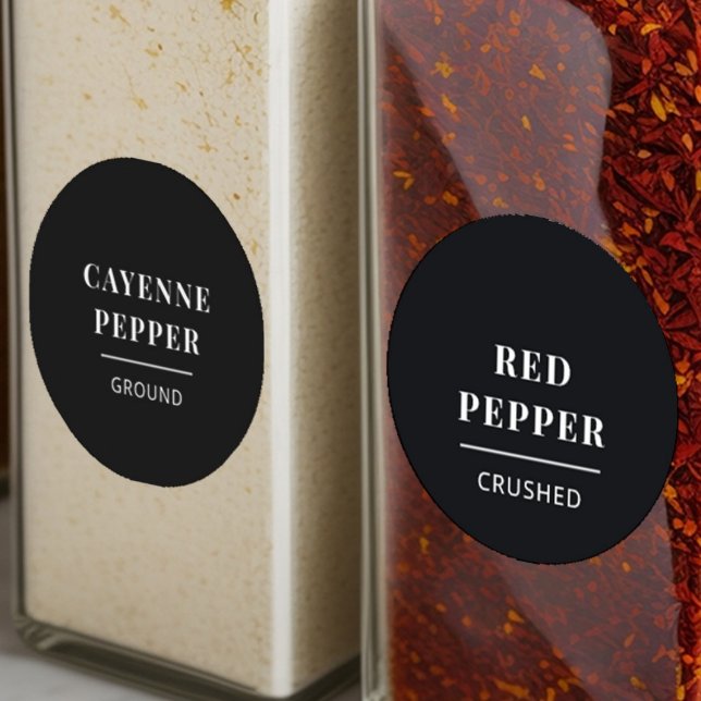 Moderne, Minimalistische Elegante Black Spice Labe Aufkleber (Von Creator hochgeladen)