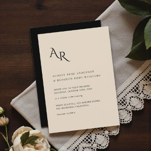 Moderne Minimalistische Elegante Creme Schwarze Ho Einladung