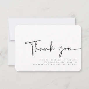 Moderne Minimalistische Elegante Einfache Hochzeit Dankeskarte