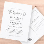 Moderne Minimalistische Elegante Einfache Hochzeit Postkarte<br><div class="desc">Besteht aus kursiver Schrift- und Serifentypografie. Alles vor einem Hintergrund von reinem Weiß. Diese Elemente sind modern,  einfach und elegant. Dieses wurde von White Paper Birch Co. exklusiv für Zazzle entworfen. Abrufbar unter: http://www.zazzle.com/store/whitepaperbirch</div>