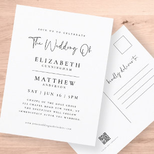 Moderne Minimalistische Elegante Einfache Hochzeit Postkarte