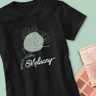 Moderne Minimalistische Elegante Grüne Linie Kunst T-Shirt