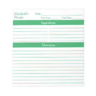 Moderne Minimalistische Elegante Grüne Rezepte Notizblock