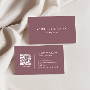 Moderne minimalistische elegante Mauve-QR-Code Visitenkarte