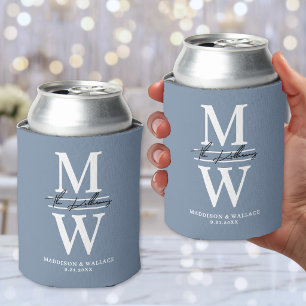 Moderne Minimalistische Elegante Monogramm-Hochzei Dosenkühler
