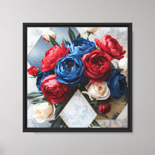 Moderne minimalistische elegante rote und blaue Ro Leinwanddruck