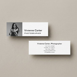 Moderne Minimalistische Elegante Schwarz-Weiß-Foto Mini Visitenkarte