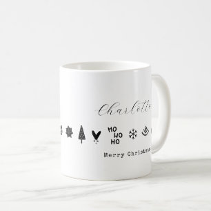 Moderne minimalistische elegante schwarze weiße We Kaffeetasse