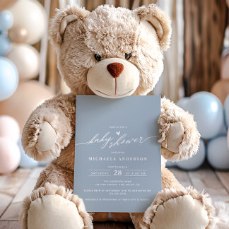 Moderne Minimalistische, elegante Script Baby Dusc Einladung