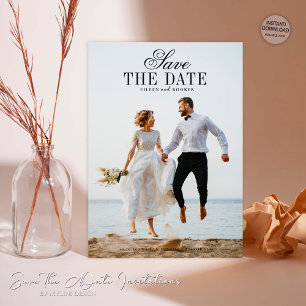 Moderne Minimalistische Elegante Skript-Foto-Hochz Save The Date