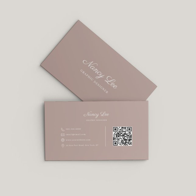 Moderne minimalistische elegante Skript-QR-Code Visitenkarte (Von Creator hochgeladen)