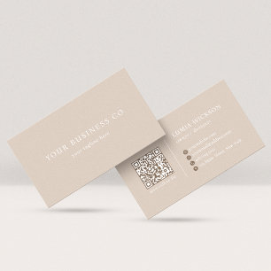 Moderne Minimalistische Elegante Taupe-QR-Code Visitenkarte