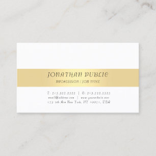 Moderne Minimalistische Elegante Vorlage Gold Weiß Visitenkarte