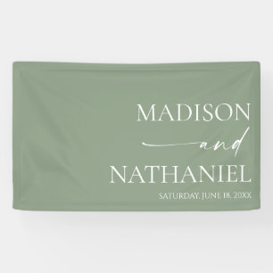 Moderne Minimalistische Elegantsage Grüne Hochzeit Banner